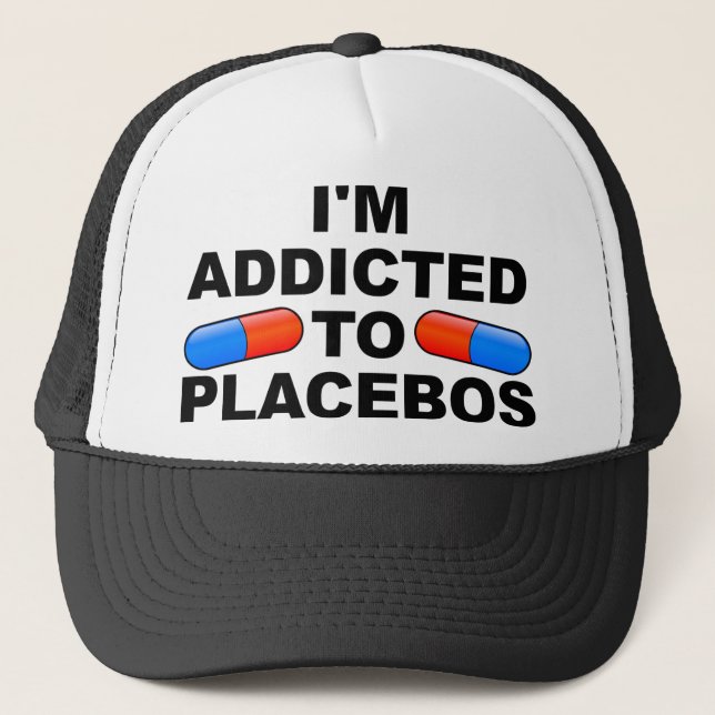 Viciado em Placebos Boné Divertido de Caminhoneiro (Frente)