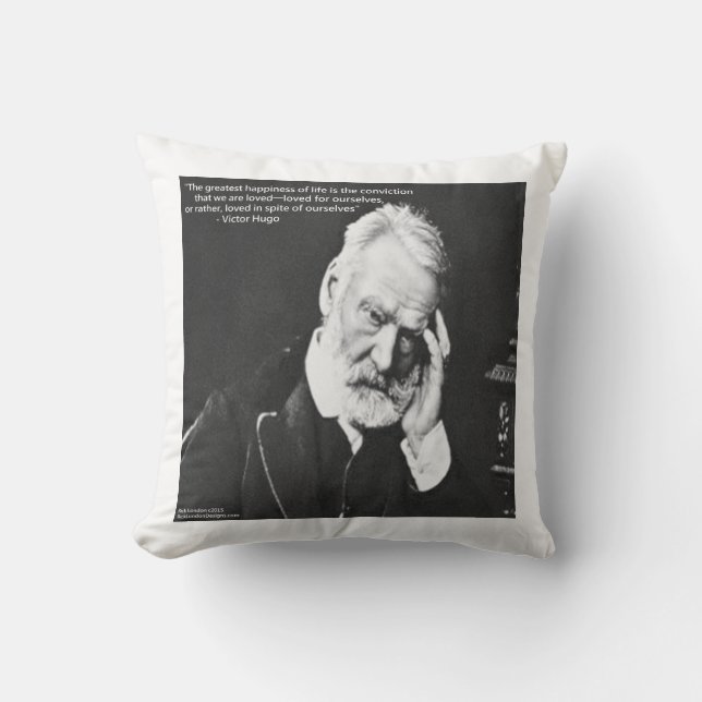 Victor Hugo & Citação de Felicidade Almofada de La (Frente)