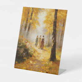 Victorian Ladies Autumn Forest Stroll Oil Painting