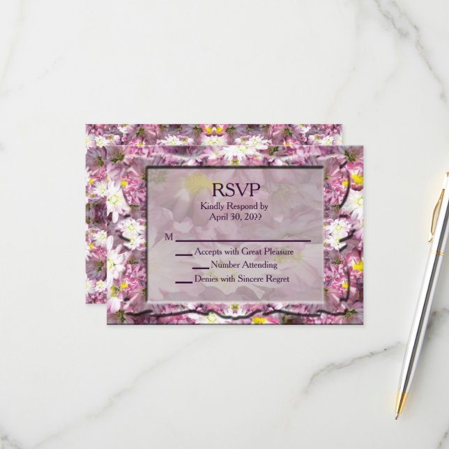 Victorian Mauve Floral RSVP (Frente/Verso In Situ)
