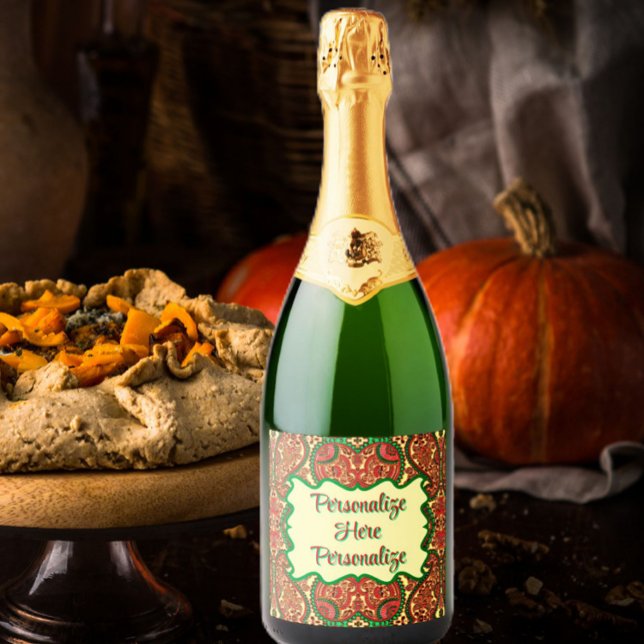 Victorian paisley pattern elegant red green gold (Criador carregado)