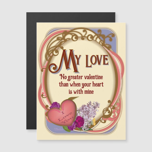 Victorian Romantic Customizable Valentine Magnet (Frente/Verso)