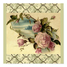 Victorian Rose Garden Gate by the Sea Poster
