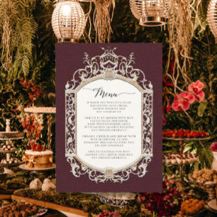 Victorian Vintage Elegant Burgundy e Menu Dourado