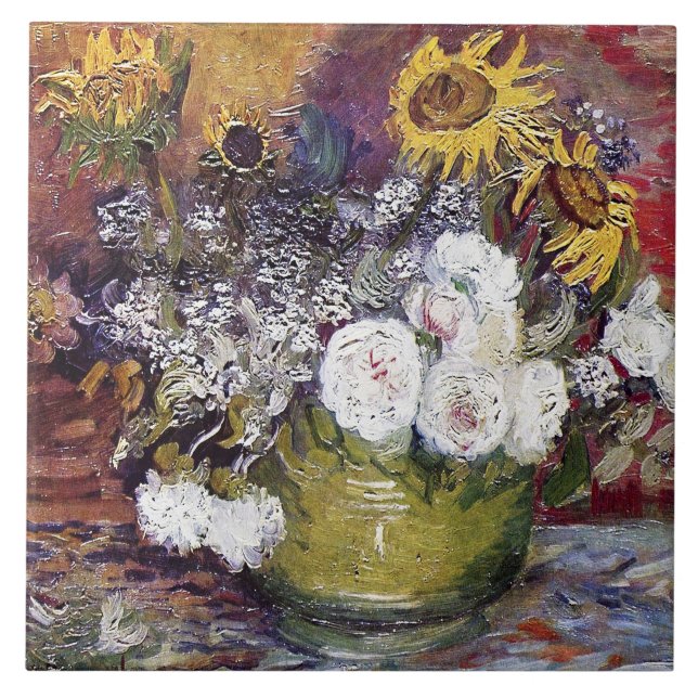 Vida contínua com Rosas e girassóis - Van Gogh (Frente)
