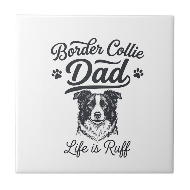 Vida de Pai Border Collie é Difícil Camiseta Vinta (Frente)
