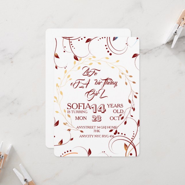 Vida de um Aniversário, Convite de Menina Digital, (Frente/Verso In Situ)