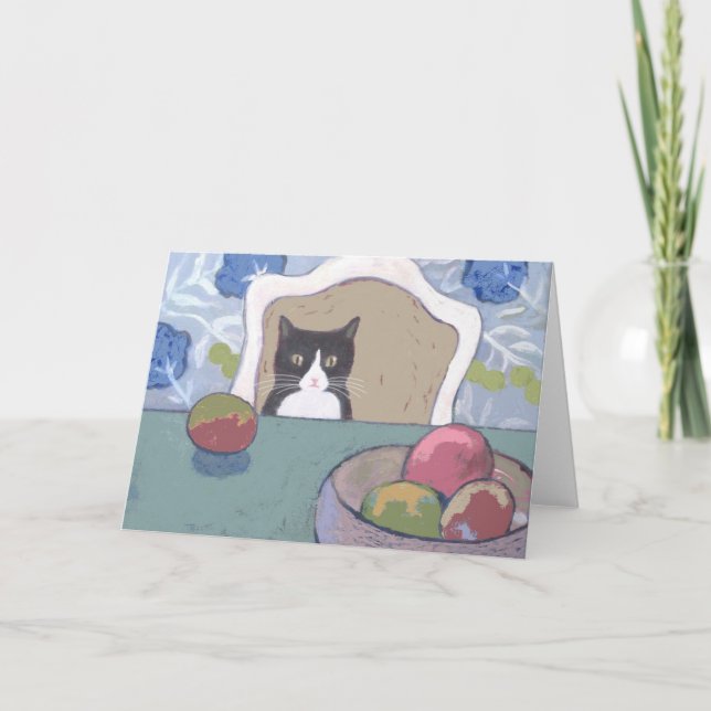 Vida Estática com Cartão de Saudação de Gato (Frente)