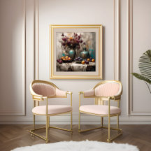 Vida Estática com Flores e Ameixas - Impressão