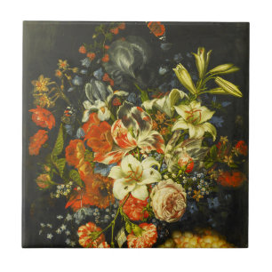 Vida Estática com Flores e Frutas