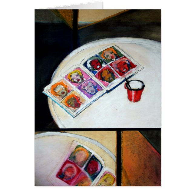 Vida estática com livro e cartão de caneca vermelh (Frente)