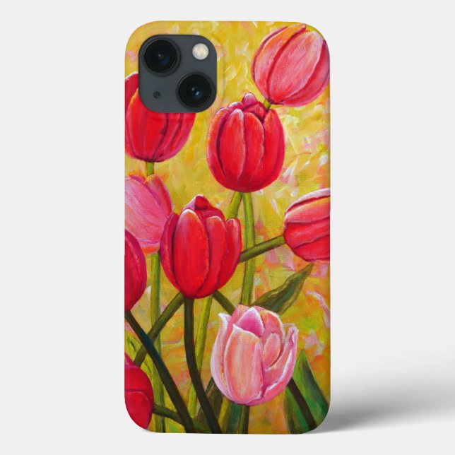 Vida estática com pintura de tulipas rosa e vermel (Verso)