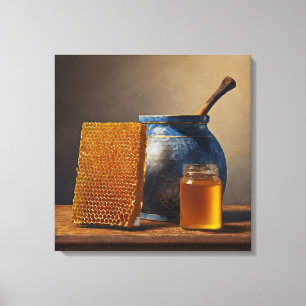 Vida estática de mel - Impressão de Canvas