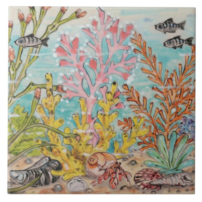 Vida marinha Mero Caranguejo Peixe Coral Oceano Mu (Frente)