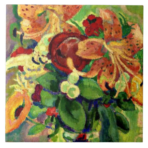 Vida tranquila com lírios Tiger; Pintor Leo Geste