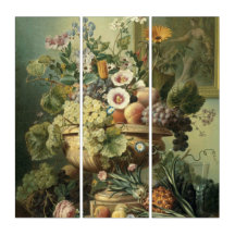 Vida útil com flores e Fruta com pino de Canvas