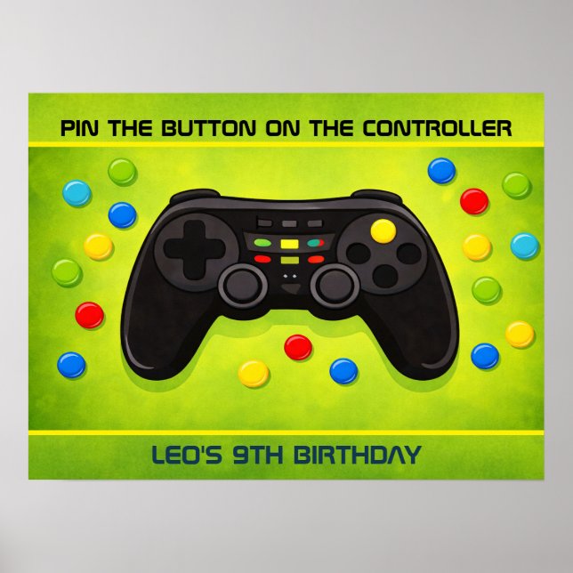 VIDEO GAME POSTER GAME for Birthday Parites (Frente)