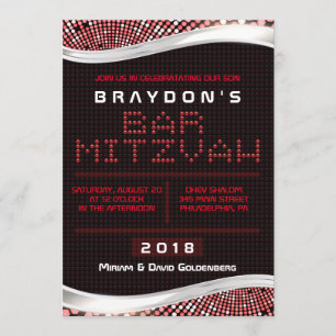 VIDEOS GAMES Convite Mitzvah para Bat do Bar RED