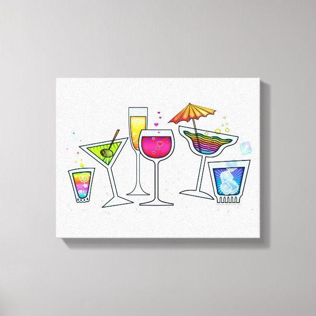 VIDRAÇAS DE COCKTAIL IMPRESSÕES DE CANVAS ESTIRADA (Frente)
