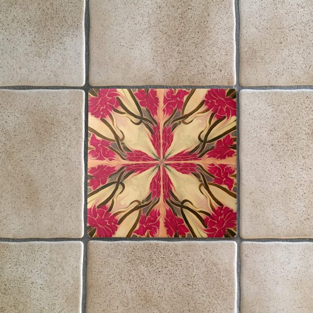 Vidro de Mancha Arte Nouveau Padrão Floral Rosa (Criador carregado)