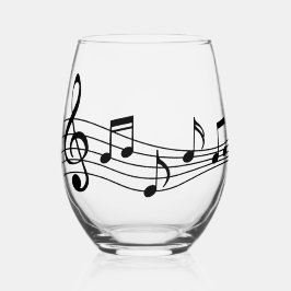 Vidro de Vinho com Notas de Música e Escada