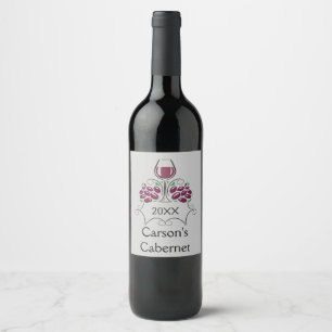 Vidro de vinho e rótulo de vinho Design