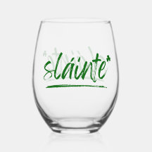 Vidro de vinho irlandês Sláinte - Verde