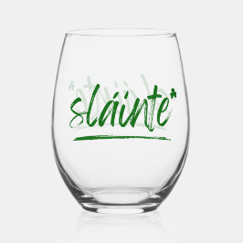 Vidro de vinho irlandês Sláinte - Verde