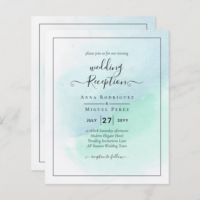 Vidro do Mar LeahG Turquesa Convite de casamento A (Frente/Verso)