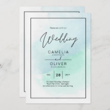 Vidro do Mar LeahG Turquesa Convite de casamento A