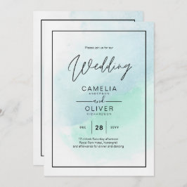 Vidro do Mar LeahG Turquesa Convite de casamento A