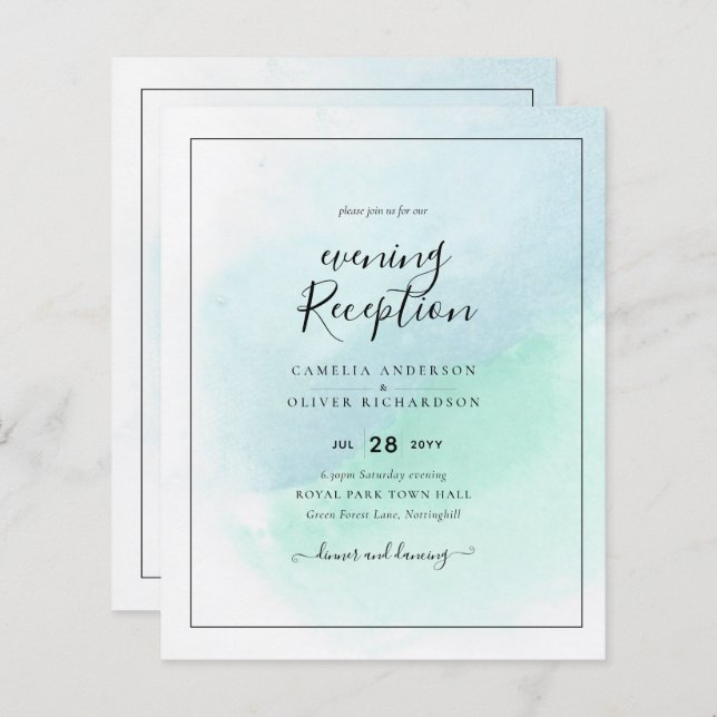 Vidro do Mar LeahG Turquesa Convite de casamento A (Frente/Verso)