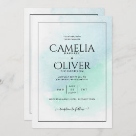 Vidro do Mar LeahG Turquesa Convite de casamento A