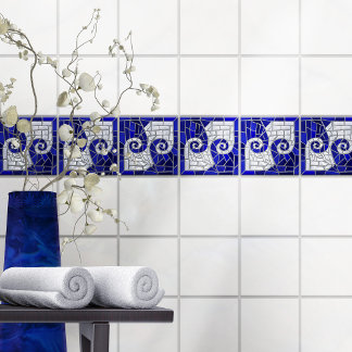 Vidro e Pérola Azul de Arte Mosaica, Azulejo Quebr