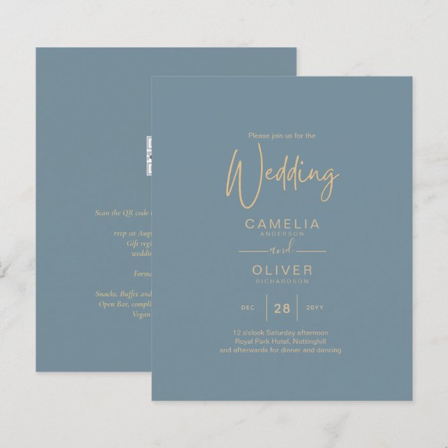 Vidro Elegante de Vidro Elegante Dourado Casamento (Frente/Verso)