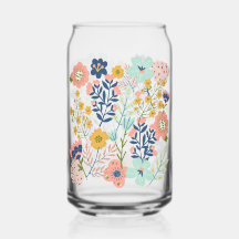 Vidro Floral Pastel Can Jar