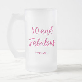 Vidro Jateado 50 e fabulosa caneca de cerveja de fosco rosa, 50.