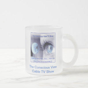 Vidro Jateado A caneca de café consciente do programa televisiv