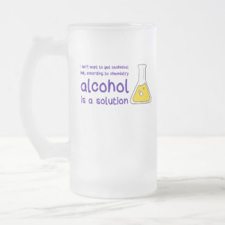 Vidro Jateado "Álcool é uma solução" fosco caneca de cerveja