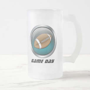 Vidro Jateado Azul: Futebol: Caneca de cerveja da cerveja do