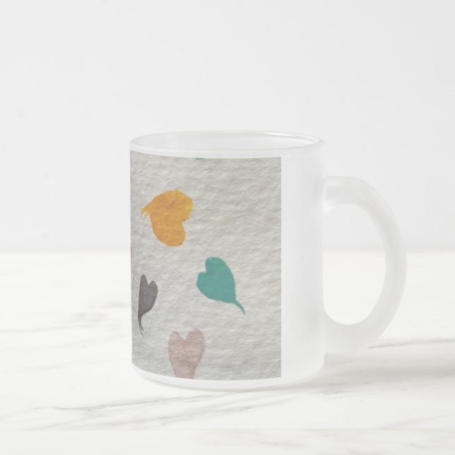 Vidro Jateado Caneca de café com hearts em aquarela (Direita)