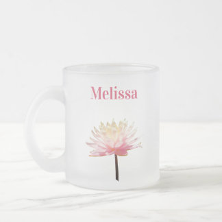 Vidro Jateado Caneca de Café Congelada Lírio de Água Rosa