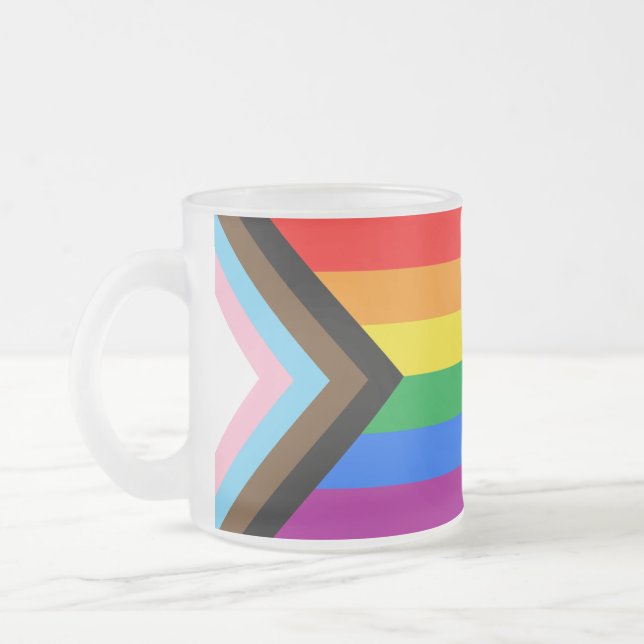 Vidro Jateado Caneca de Café da Bandeira do Orgulho Progressivo  (Esquerda)