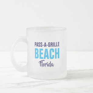 Vidro Jateado Caneca de café da praia Pass-A-Grille Florida