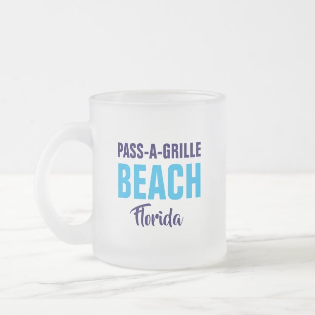 Vidro Jateado Caneca de café da praia Pass-A-Grille Florida (Esquerda)