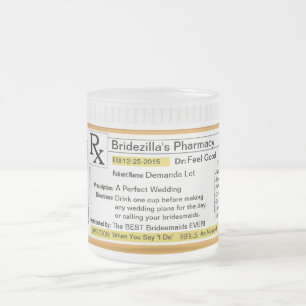 Vidro Jateado Caneca de café da prescrição RX de Bridezilla