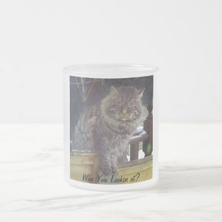 Vidro Jateado Caneca de café irritada do fosco do gato