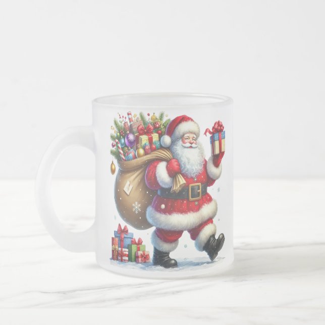 Vidro Jateado Caneca de Café Natalina Geada (Esquerda)