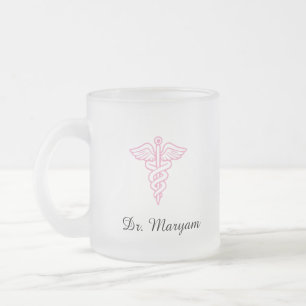 Vidro Jateado Caneca de Café Personalizada Caduceu Médico