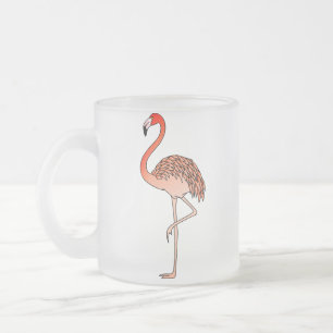Vidro Jateado Caneca de Café Pink Flamingo Bird Lineart-57567